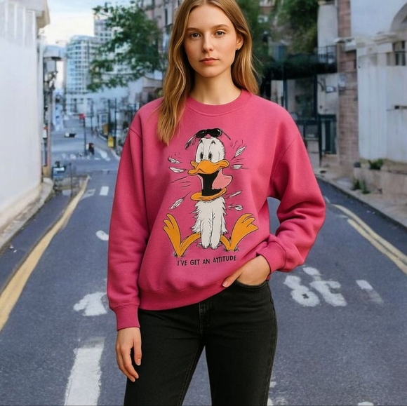 Vintage '87 Donald Duck Crewneck Sweatshirt - Size Large Retro Disney Nostalgia - Picture 1 of 6
